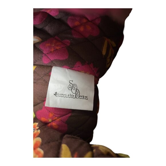 Sweet Olive Quilted Floral Drawstring Boho Bucket Backpack, Medium, 12" - Picture 6 of 6